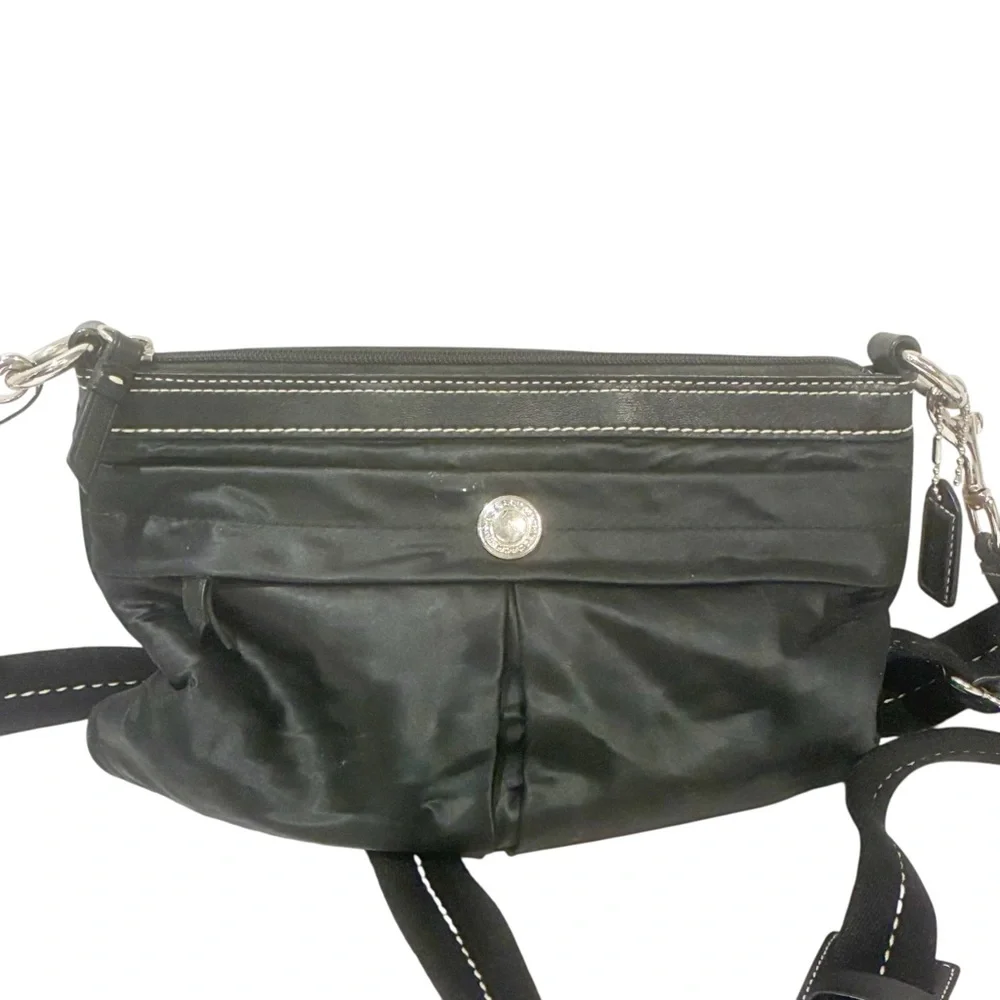 Vintage Coach 1896 black Nylon with Leather Trim Crossbody Bag